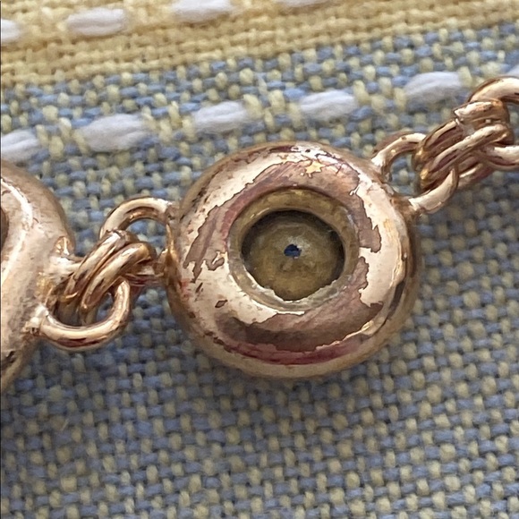 Vintage 80s MONET Blue and Gold Tone Statement Necklace - Picture 5 of 7